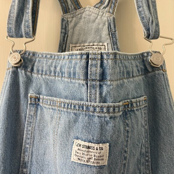 Levi's Shortalls Size M Two Horse Brand Overalls Shorts Medium Wash - Picture 4 of 12